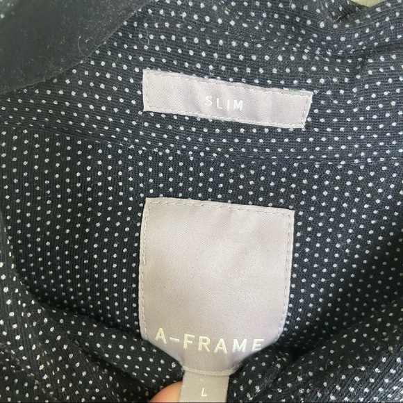 A-Frame StitchFix Black Polka Dot Slim Button Med - Picture 7 of 8